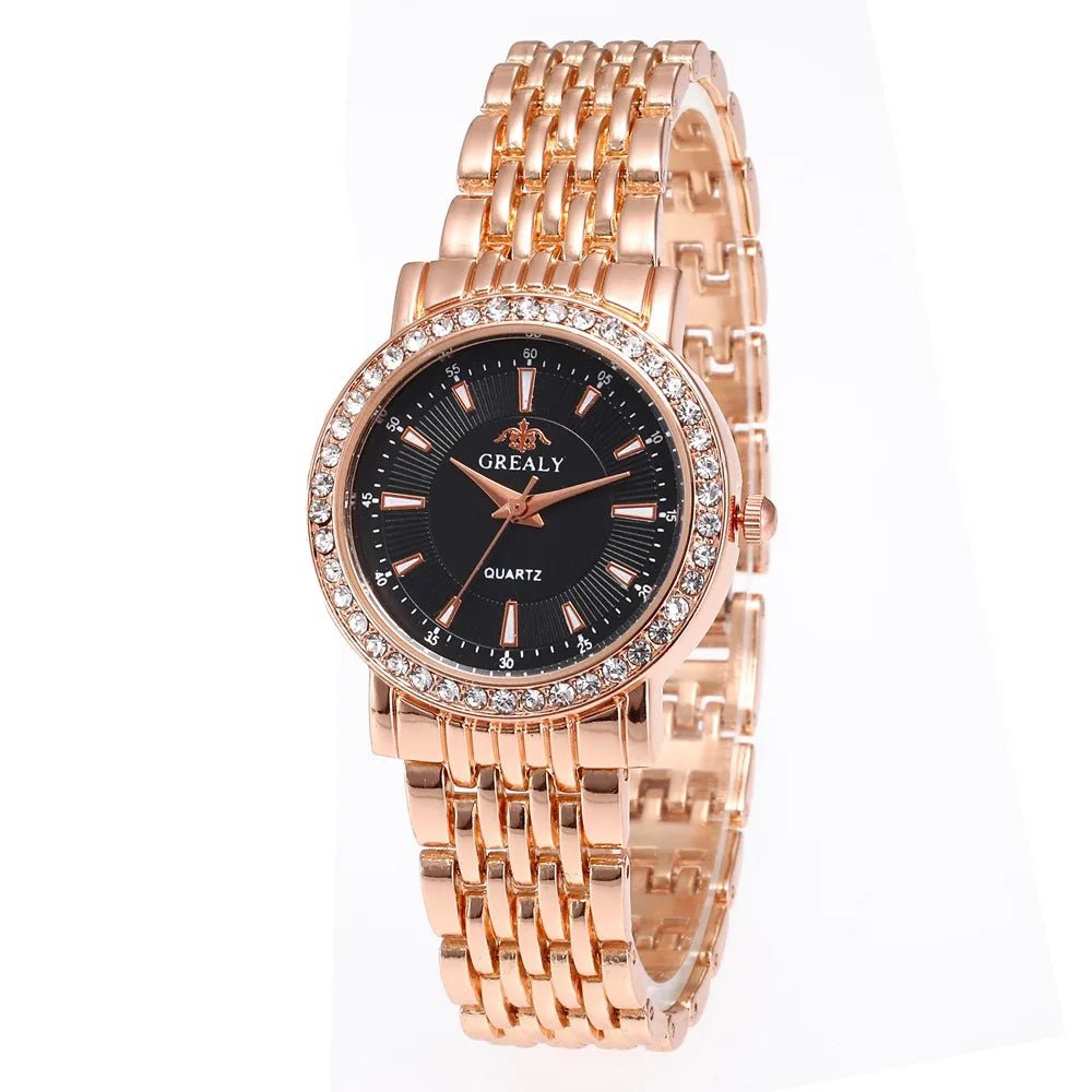 Storazone RosegoldBlack Small / CHINA New Casual Watches Women Luxury Fashion Lovers Watch Rhinestone Stainless steel Quartz Watch Men Women Gift Business Wristwatch