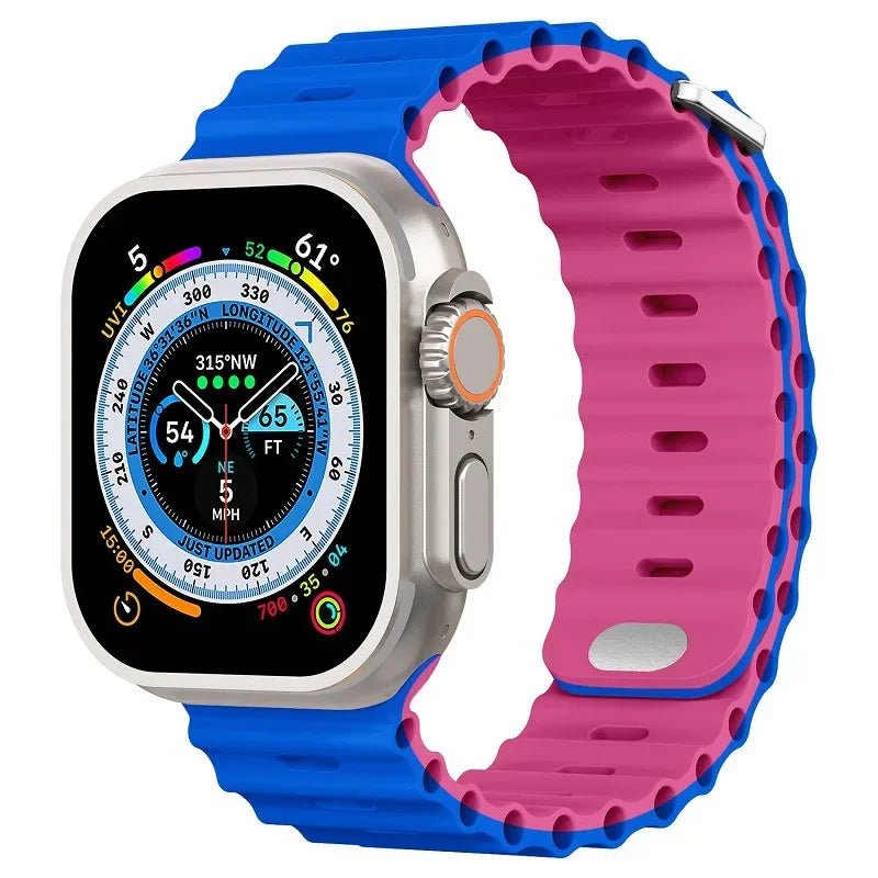 Storazone Royal blue pink / For 38mm 40mm 41mm Silicone strap For Apple watch Ultra/2 49mm Sports breathable soft wrist band For iwatch 9 8 7 6 5 4 SE 45mm 41mm 44mm 42mm 40mm