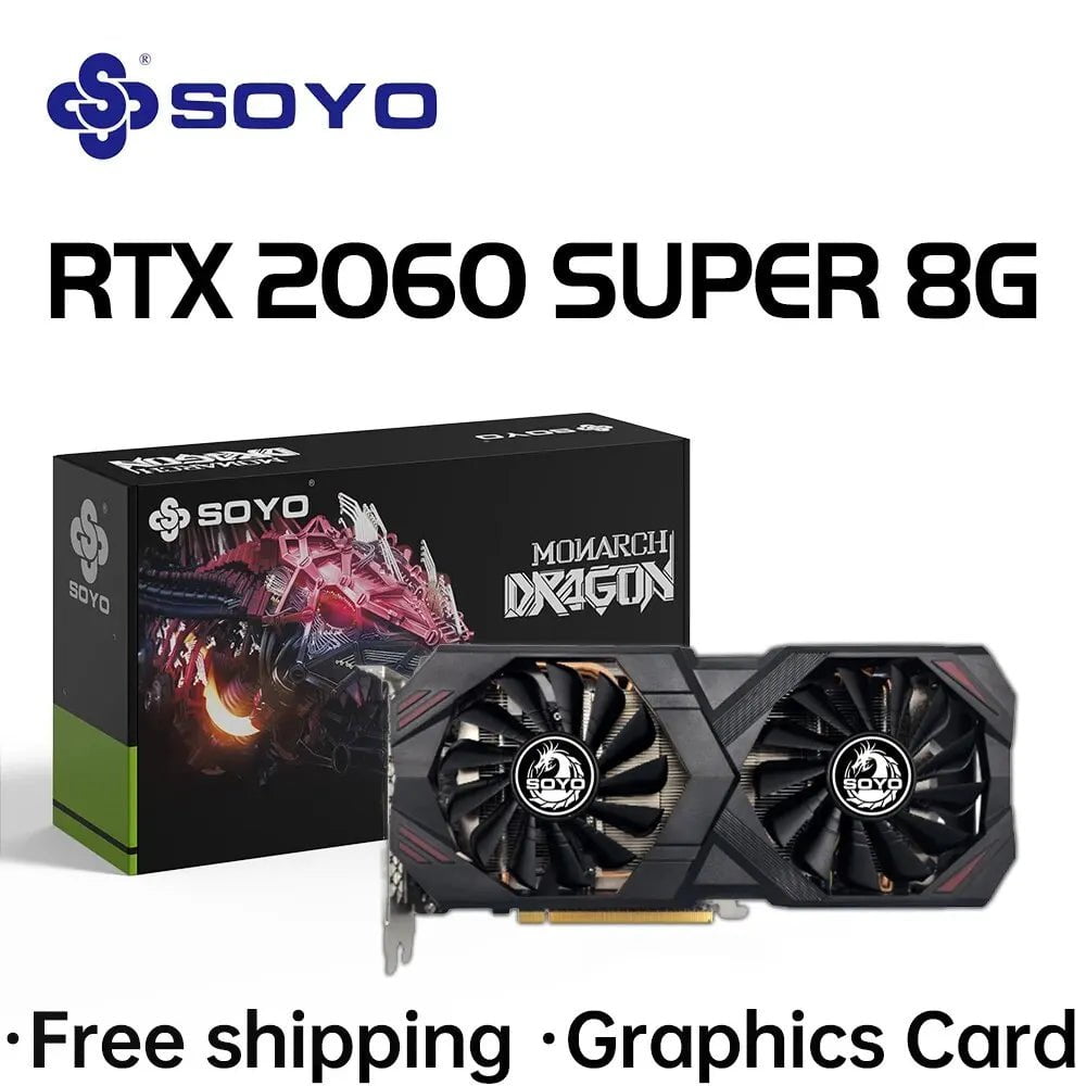 Storazone RTX2060 SUPER 8G B SOYO NVIDIA GeForce RTX2060 SUPER 8G Graphics Cards GDDR6 Video Memory HDMI DP PCIE3.0x16 Gaming Video Card for Desktop PC