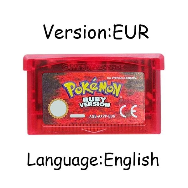 Storazone Ruby EUR GBA Game Pokemon Series 32 Bit Video Game Cartridge Console Card Pokemon Emerald Ruby FireRed LeafGreen Sapphire Multi-language