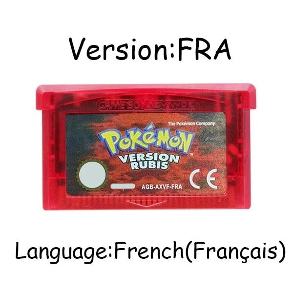 Storazone Ruby FRA GBA Game Pokemon Series 32 Bit Video Game Cartridge Console Card Pokemon Emerald Ruby FireRed LeafGreen Sapphire Multi-language
