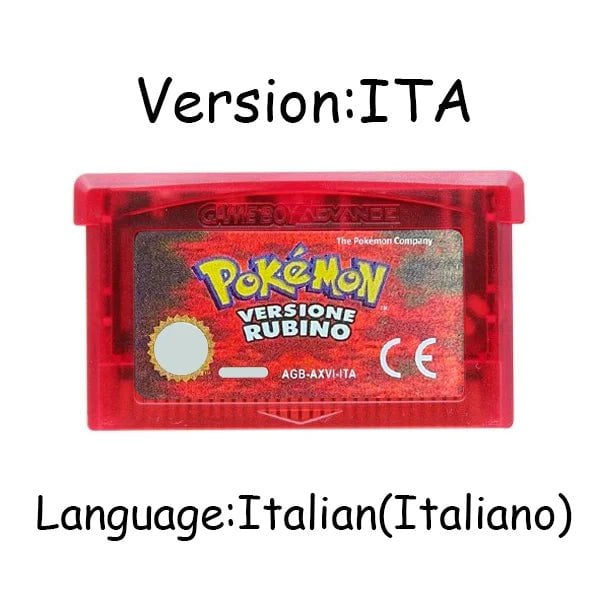 Storazone Ruby ITA GBA Game Pokemon Series 32 Bit Video Game Cartridge Console Card Pokemon Emerald Ruby FireRed LeafGreen Sapphire Multi-language