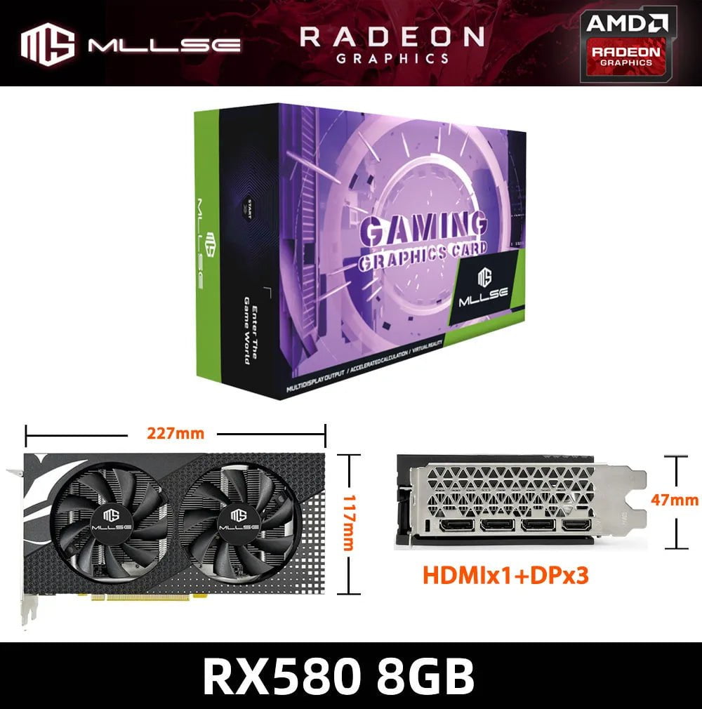 Storazone RX580 8GB - H Cheapest Placa De Video MLLSE AMD Radeon RX 580 8GB 2048SP Graphics Card GDDR5 256-bit PCI Express 3.0 ×16 Gaming Видеокарта