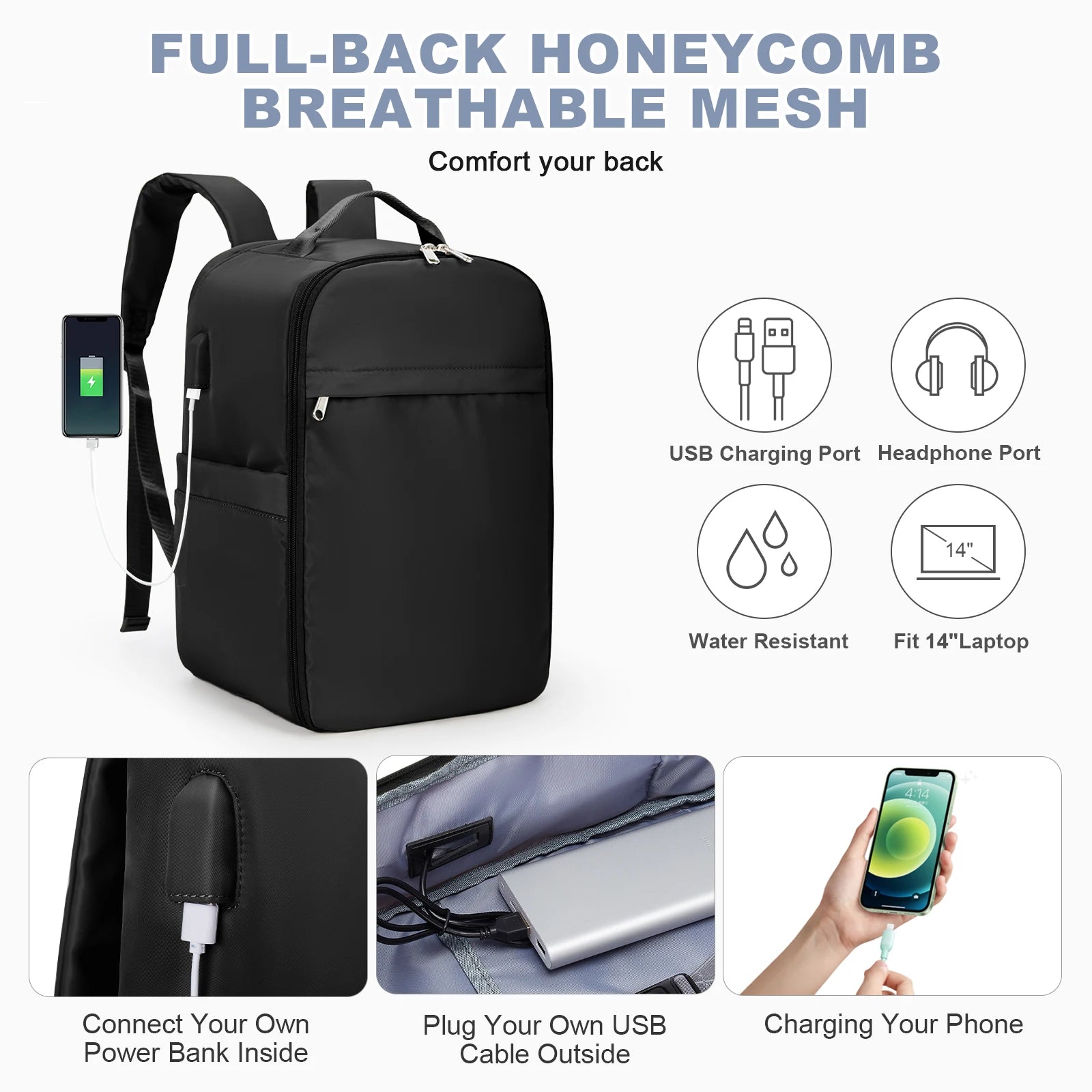 Storazone Ryanair Backpack 40x20x25 Cabin Bag, Hand Luggage Travel Backpack for Easyjet Cabin Bag 45x36x20, Laptop Backpack for Women/Men