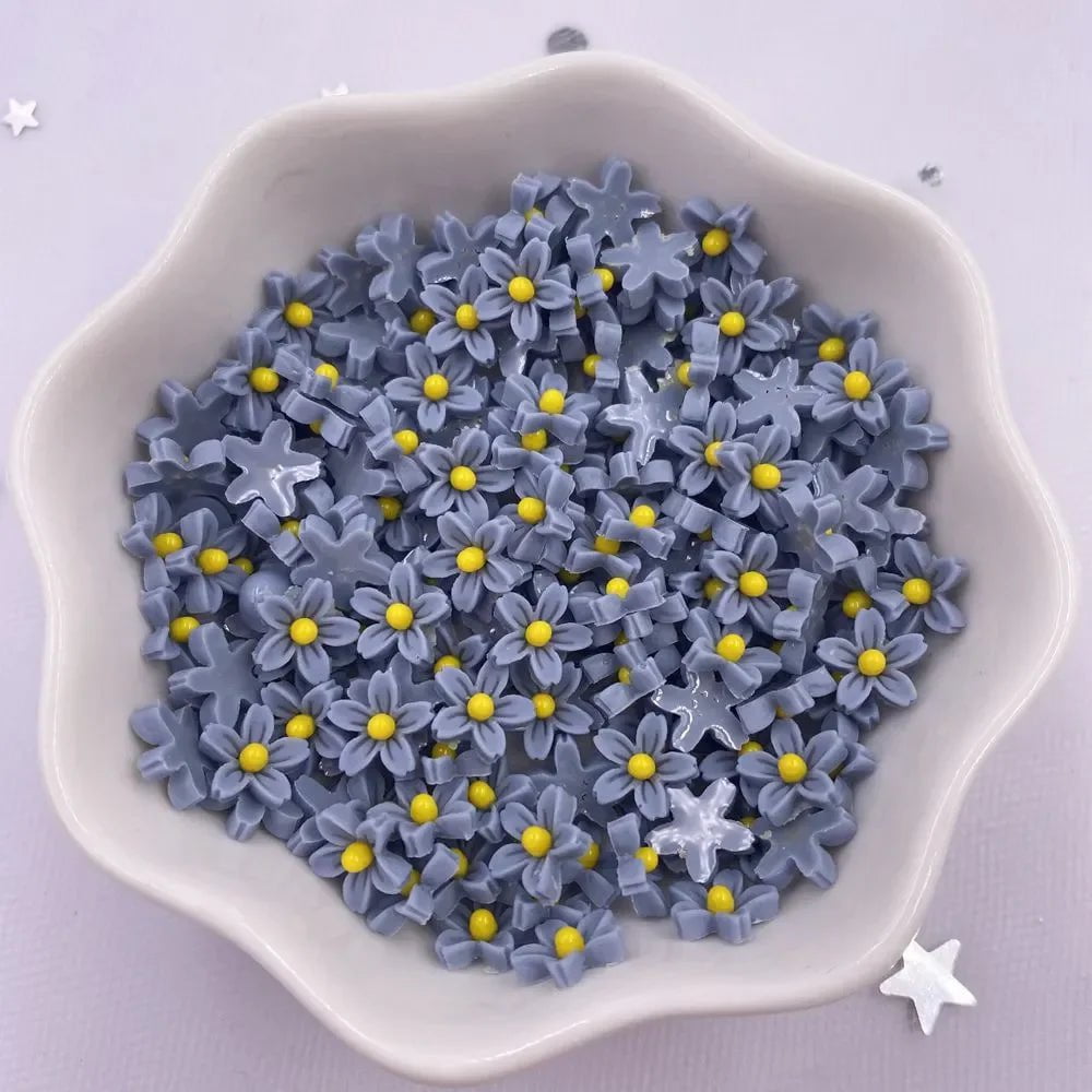 Storazone S 100Pcs 8mm Resin 3D Colorful Mini Flower Gems Flatback Figurines Scrapbook Wedding Applique  Nail Art Decor Crafts  OL560