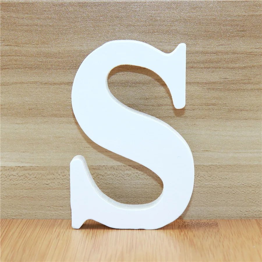 Storazone S / 10cm 1pc 10CM Wood Wooden Letters White Alphabet Wedding Birthday Party Diy Home Decorations Personalised Name Design 3.94 Inches