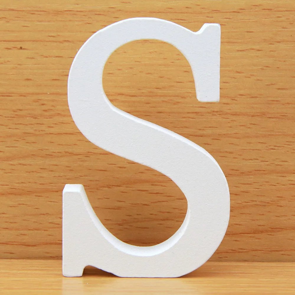 Storazone S / 8cm 8 CM Letras Decorativas Grandes White Wooden Letters Home Decor Wedding Decoration DIY Personalised Name Design Free Standing