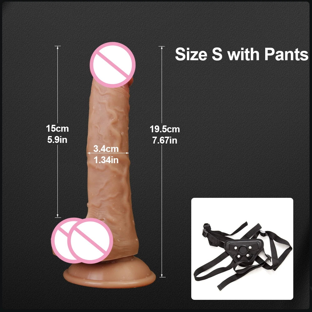 Storazone S With Pant 22.5cm Realistic Dildo Cock for Women Anal Sex Toys Huge Big Fake Penis with Suction Cup Flexible G-spot Curved Shaft and Ball