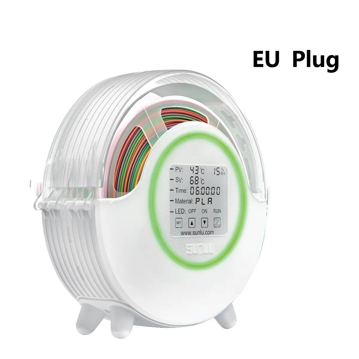 Storazone S2 White EU plug SUNLU S2 3D Priting Accessories Filament Dryer Box 360° Surrounding Heating&Max Temperature Up to 70°C for 3D Printer Material