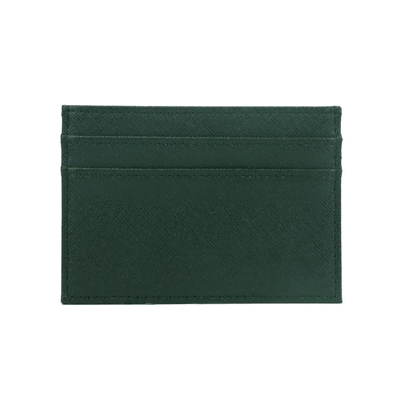 Storazone saffiano dark green Custom Letters Men PU Leather Credit Card Holder Personalize Initials Slim Card Wallet Monogram Name Card Case Women DIY Present