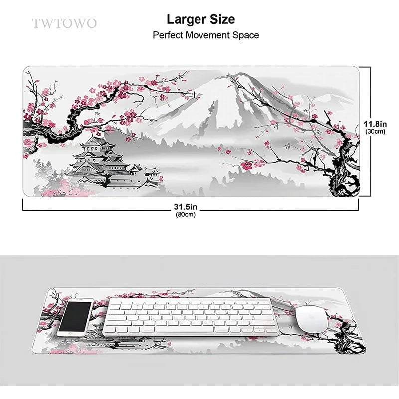 Storazone Sakura Japanese Cherry Blossom Mouse Pad Gaming XL Home New HD Mousepad XXL keyboard pad Non-Slip Office Carpet Laptop Mice Pad