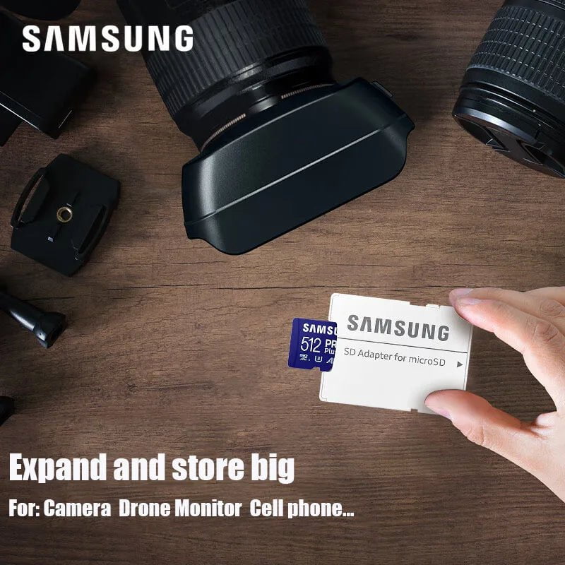 Storazone SAMSUNG Original Micro SD 64GB Memori Memory Card C10 TF MicroSD TF Cards SDXC 128GB 256GB 512GB U3 4K For Phone Drone Camera