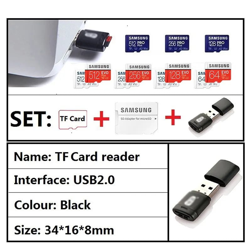 Storazone SAMSUNG Original Micro SD 64GB Memori Memory Card C10 TF MicroSD TF Cards SDXC 128GB 256GB 512GB U3 4K For Phone Drone Camera