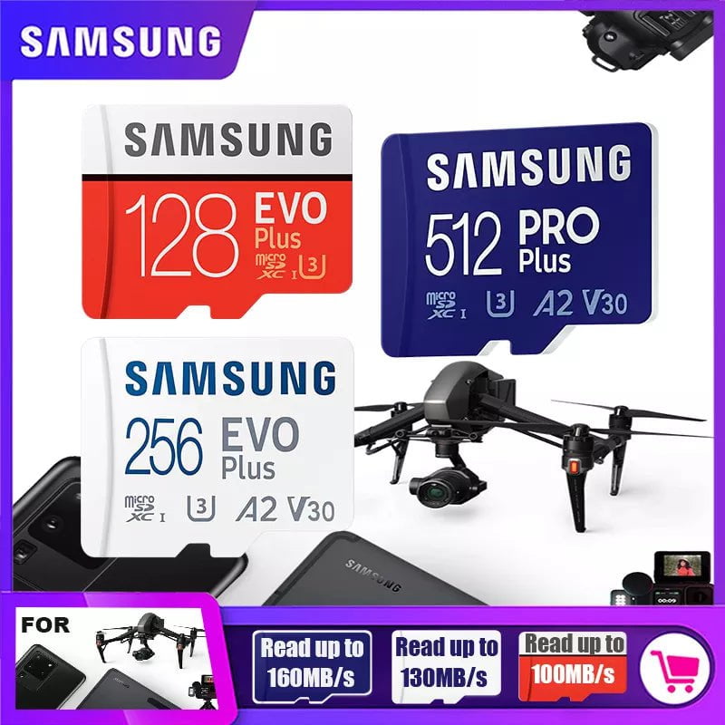 Storazone SAMSUNG Original Micro SD 64GB Memori Memory Card C10 TF MicroSD TF Cards SDXC 128GB 256GB 512GB U3 4K For Phone Drone Camera