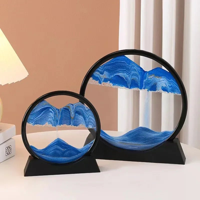 Storazone Sandscape Moving Sand Art Picture Round Glass Deep Sea 3D Hourglass Quicksand Craft Flowing Sand Painting Office Home Decor Gift