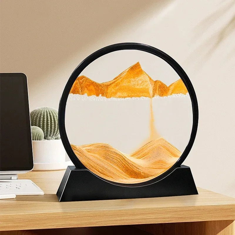 Storazone Sandscape Moving Sand Art Picture Round Glass Deep Sea 3D Hourglass Quicksand Craft Flowing Sand Painting Office Home Decor Gift