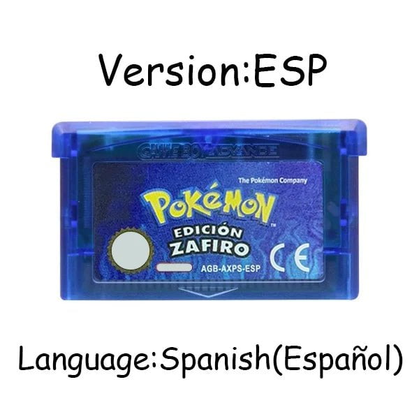 Storazone Sapphire ESP GBA Game Pokemon Series 32 Bit Video Game Cartridge Console Card Pokemon Emerald Ruby FireRed LeafGreen Sapphire Multi-language