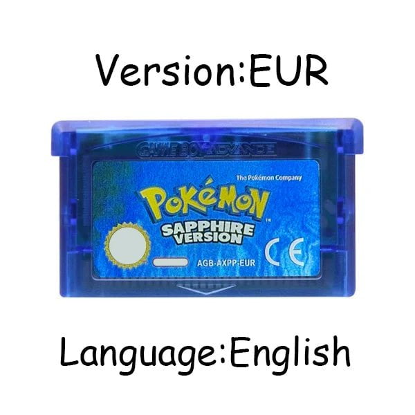 Storazone Sapphire EUR GBA Game Pokemon Series 32 Bit Video Game Cartridge Console Card Pokemon Emerald Ruby FireRed LeafGreen Sapphire Multi-language