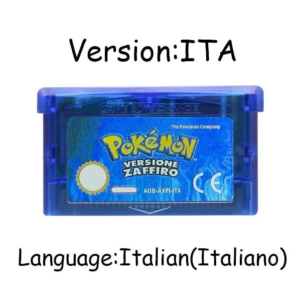 Storazone Sapphire ITA GBA Game Pokemon Series 32 Bit Video Game Cartridge Console Card Pokemon Emerald Ruby FireRed LeafGreen Sapphire Multi-language