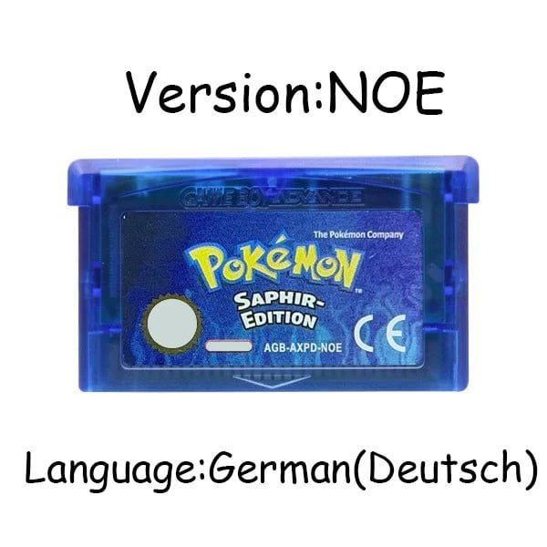 Storazone Sapphire NOE GBA Game Pokemon Series 32 Bit Video Game Cartridge Console Card Pokemon Emerald Ruby FireRed LeafGreen Sapphire Multi-language