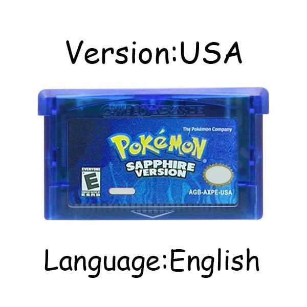 Storazone Sapphire USA GBA Game Pokemon Series 32 Bit Video Game Cartridge Console Card Pokemon Emerald Ruby FireRed LeafGreen Sapphire Multi-language