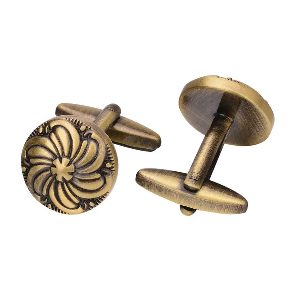 Storazone SAVOYSHI Classic Round Bronze Cufflinks for Mens Suit Shirt Cuff High quality Business Cuff links Brand Male Gift Free Engraving