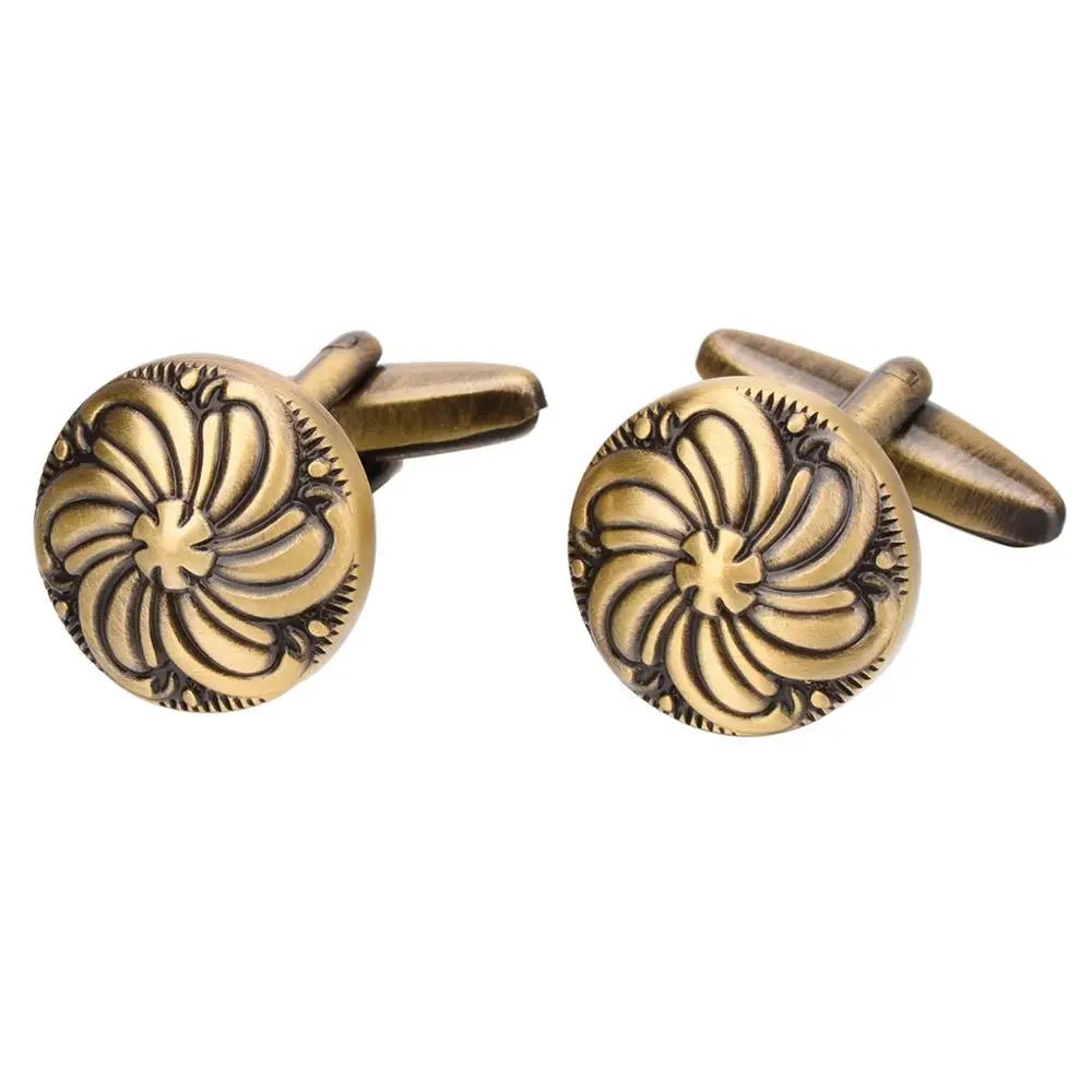 Storazone SAVOYSHI Classic Round Bronze Cufflinks for Mens Suit Shirt Cuff High quality Business Cuff links Brand Male Gift Free Engraving