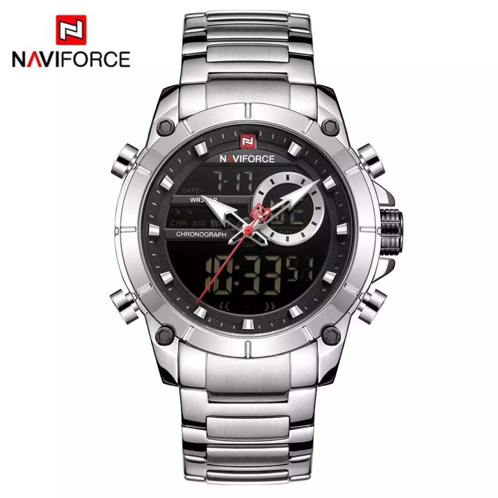 Storazone SB NAVIFORCE Top Luxury Original Sports Wrist Watch For Men Quartz Steel Waterproof Dual Display Military Watches Relogio Masculino