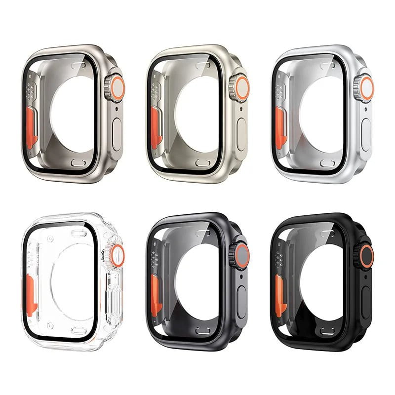 Storazone Screen Protector Cover for Apple Watch 44mm 45mm 40mm 41mm Hard PC Front Rear Bumper Case for iwatch 9 8 7 6 5 4 Change To Ultra