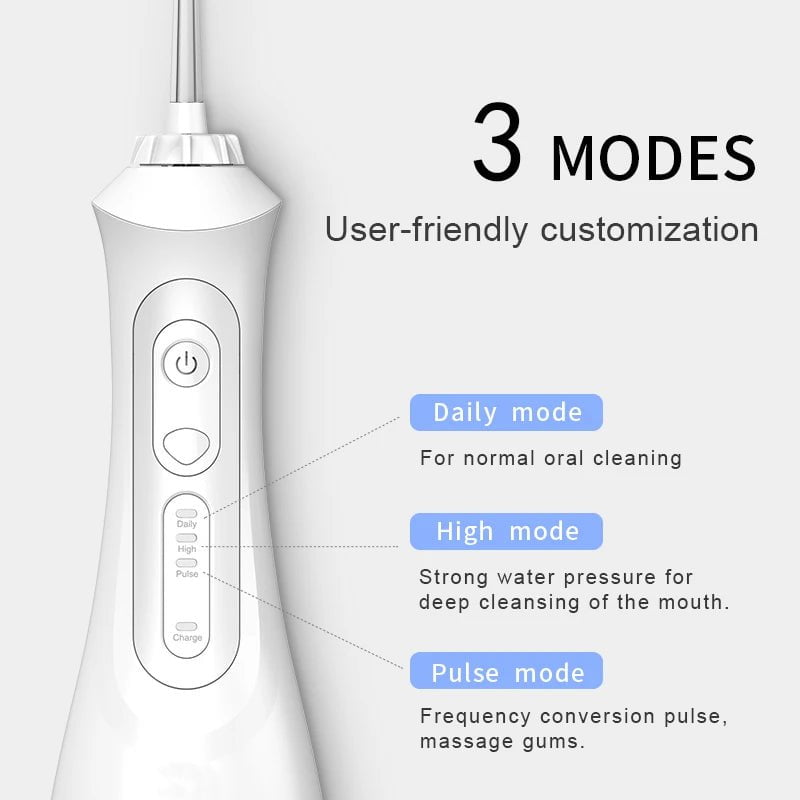 Storazone SEAGO New Oral Dental Irrigator Portable Water Flosser USB Rechargeable 3 Modes IPX7 200ML Water for Cleaning Teeth SG833