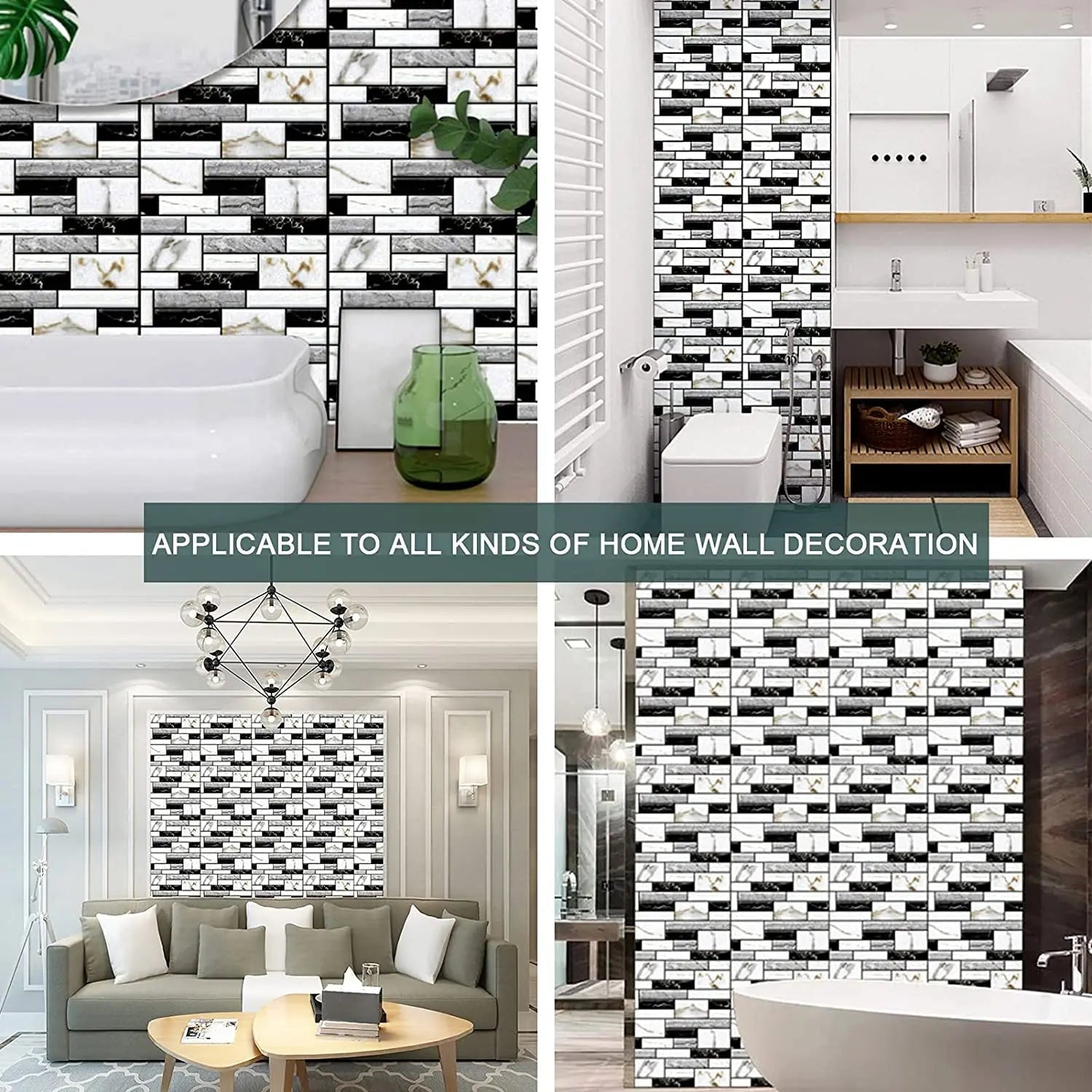 Storazone Self Adhesive Tile Wall Sticker Home Decor 3D PVC sticker Covers For Kitchen Cupboard Bathroom Waterproof Wallpaper