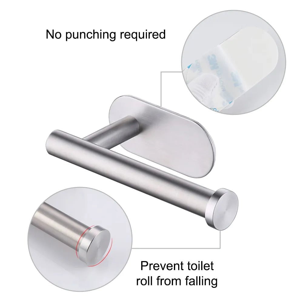 Storazone Self Adhesive Toilet Paper Towel Holder Stainless Steel Wall Mount  No Punching Tissue Towel Roll Dispenser for Bathroom Kitchen