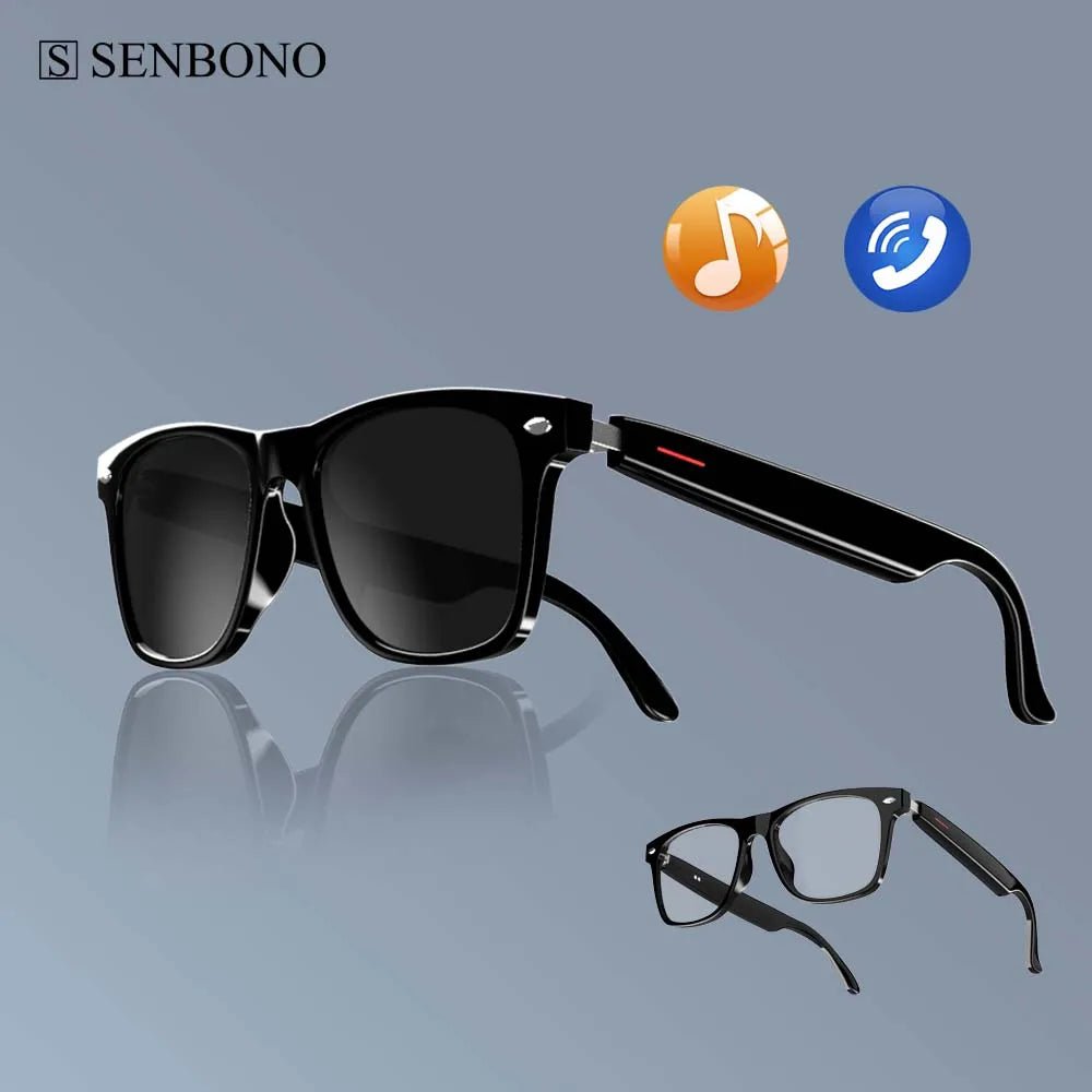 Storazone SENBONO Smart Glasses:Blue Light Filtering Polarized Sunglass Lenses  Audio Built-in Mic & Speakers Touch & Voice Assistant