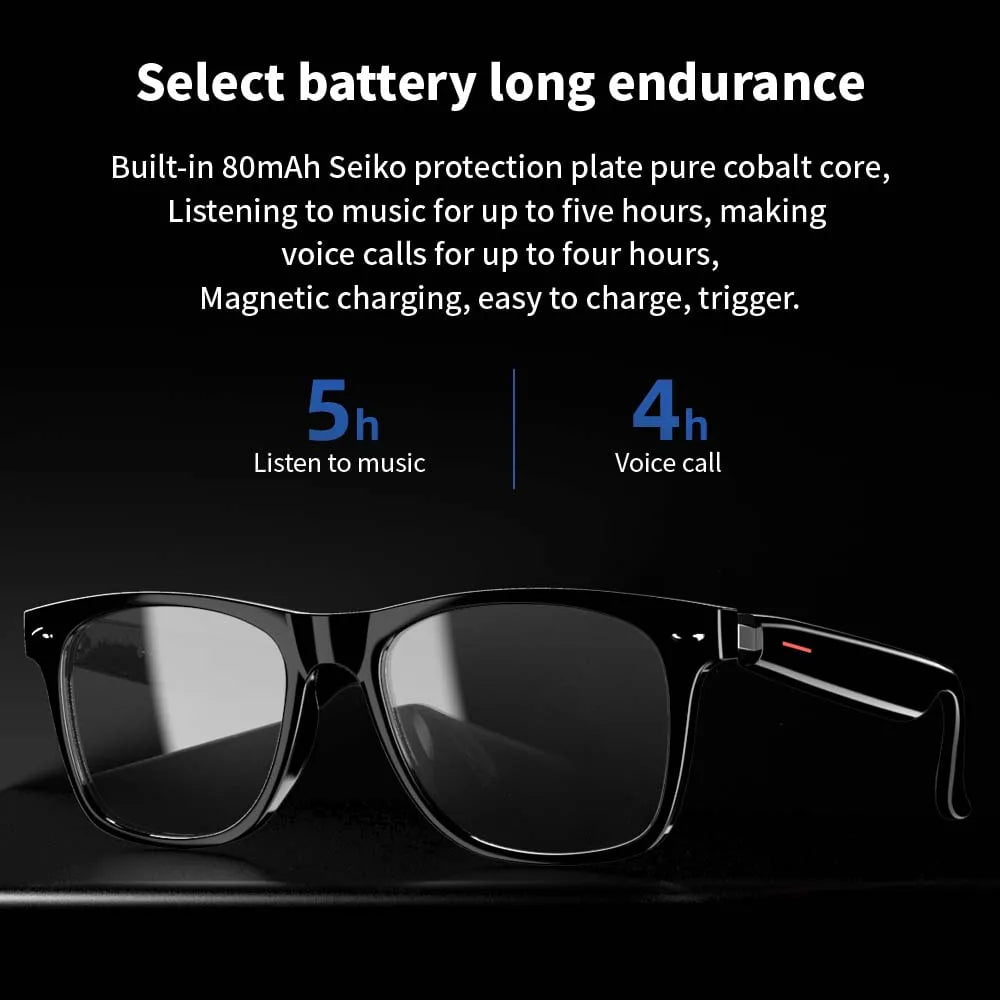 Storazone SENBONO Smart Glasses:Blue Light Filtering Polarized Sunglass Lenses  Audio Built-in Mic & Speakers Touch & Voice Assistant