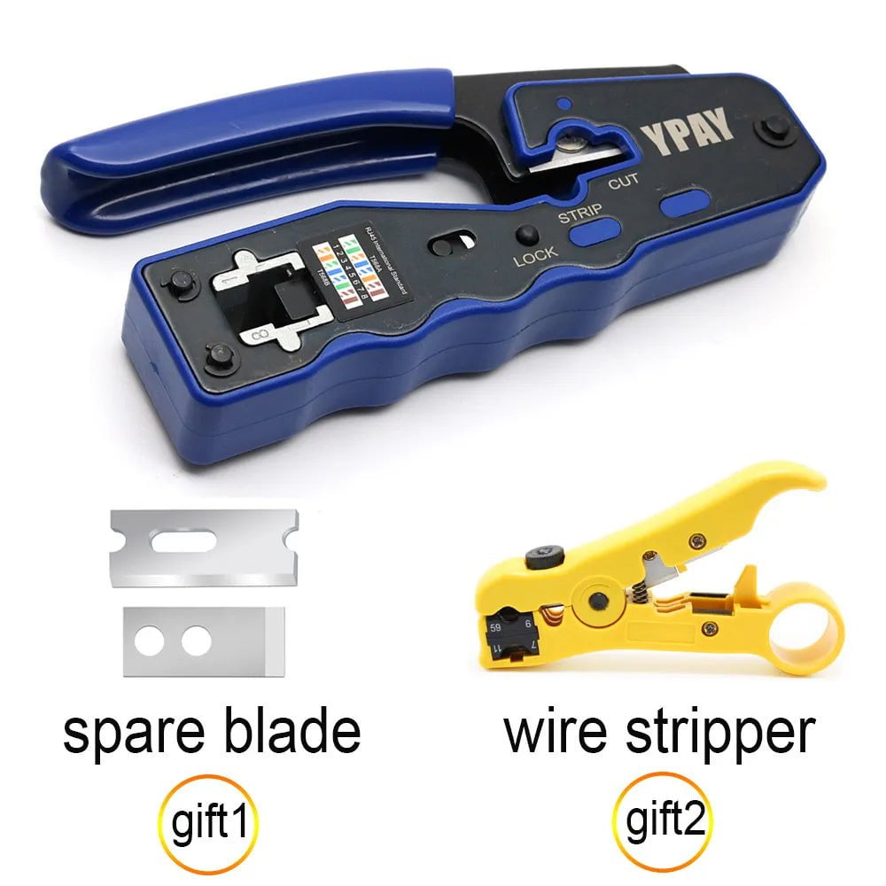 Storazone SET C / CHINA YPAY rj45 crimper network tools pliers cat5 cat6 8p rg rj 45 ethernet cable Stripper pressing wire clamp tongs clip rg45 lan