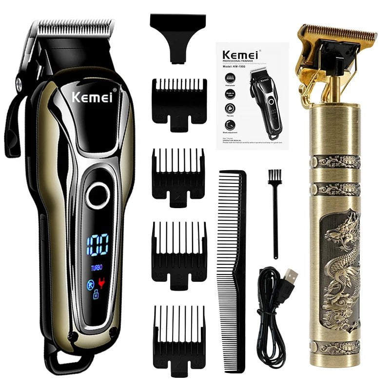 Storazone set4 WEASTI Professional Barber Hair Clipper Rechargeable Electric Shave Razor Finish Cutting Machine Beard Trimmer Shaver Cordless