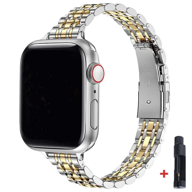 Storazone SGold-Tool / 38 40 41mm / CHINA Stainless Steel Strap For Apple Watch Ultra 2 Band 49mm 42mm 44mm Metal Bracelet iWatch Series 9 8 7 6 SE 5 4 3 Women 45mm 41mm