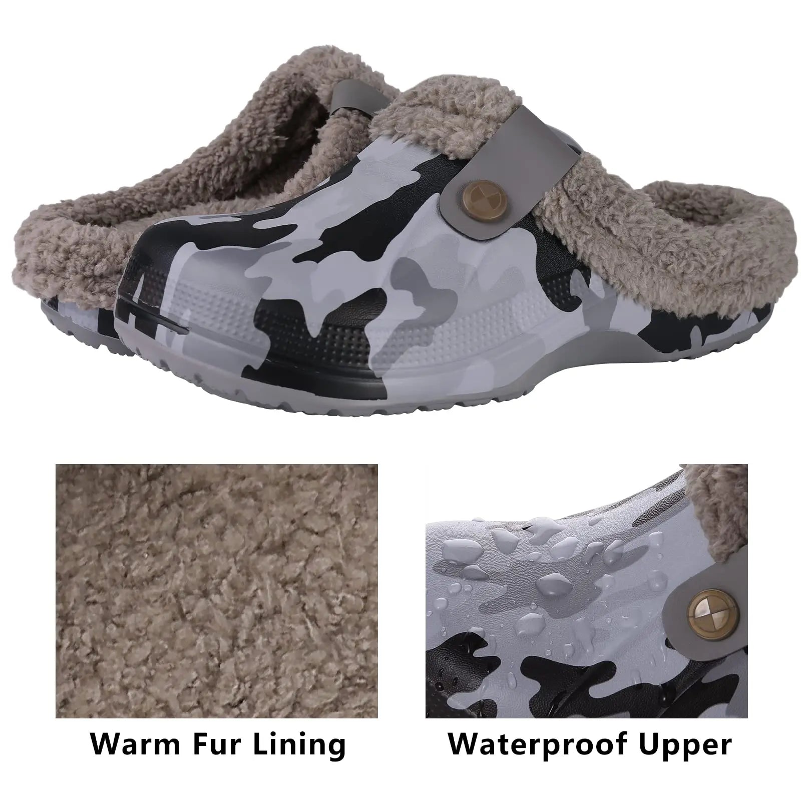 Storazone Shevalues Plush Fur Clogs Slippers For Women Men Winter Soft Furry Slippers Waterproof Garden Shoes Multi-Use Indoor Home Shoes