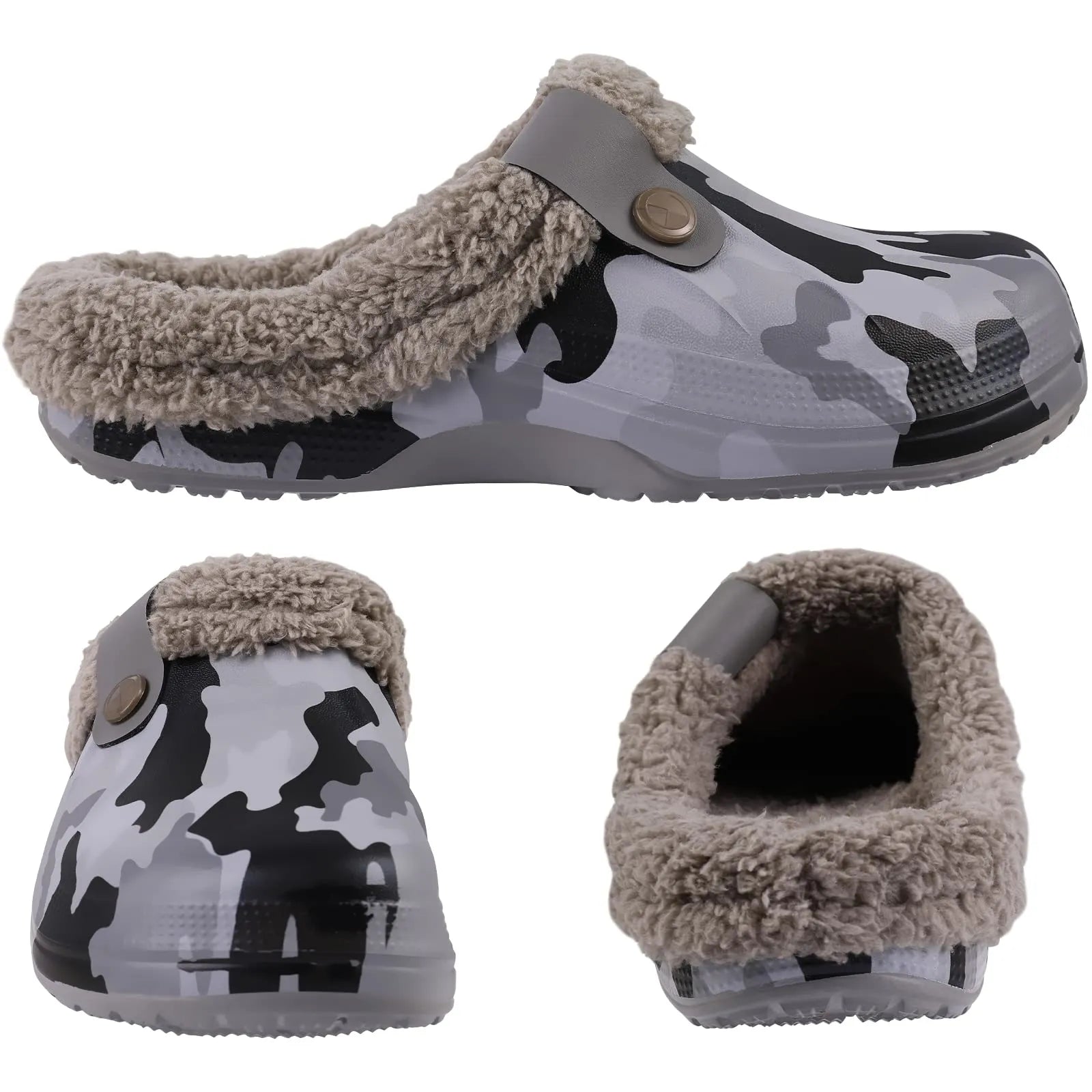 Storazone Shevalues Plush Fur Clogs Slippers For Women Men Winter Soft Furry Slippers Waterproof Garden Shoes Multi-Use Indoor Home Shoes