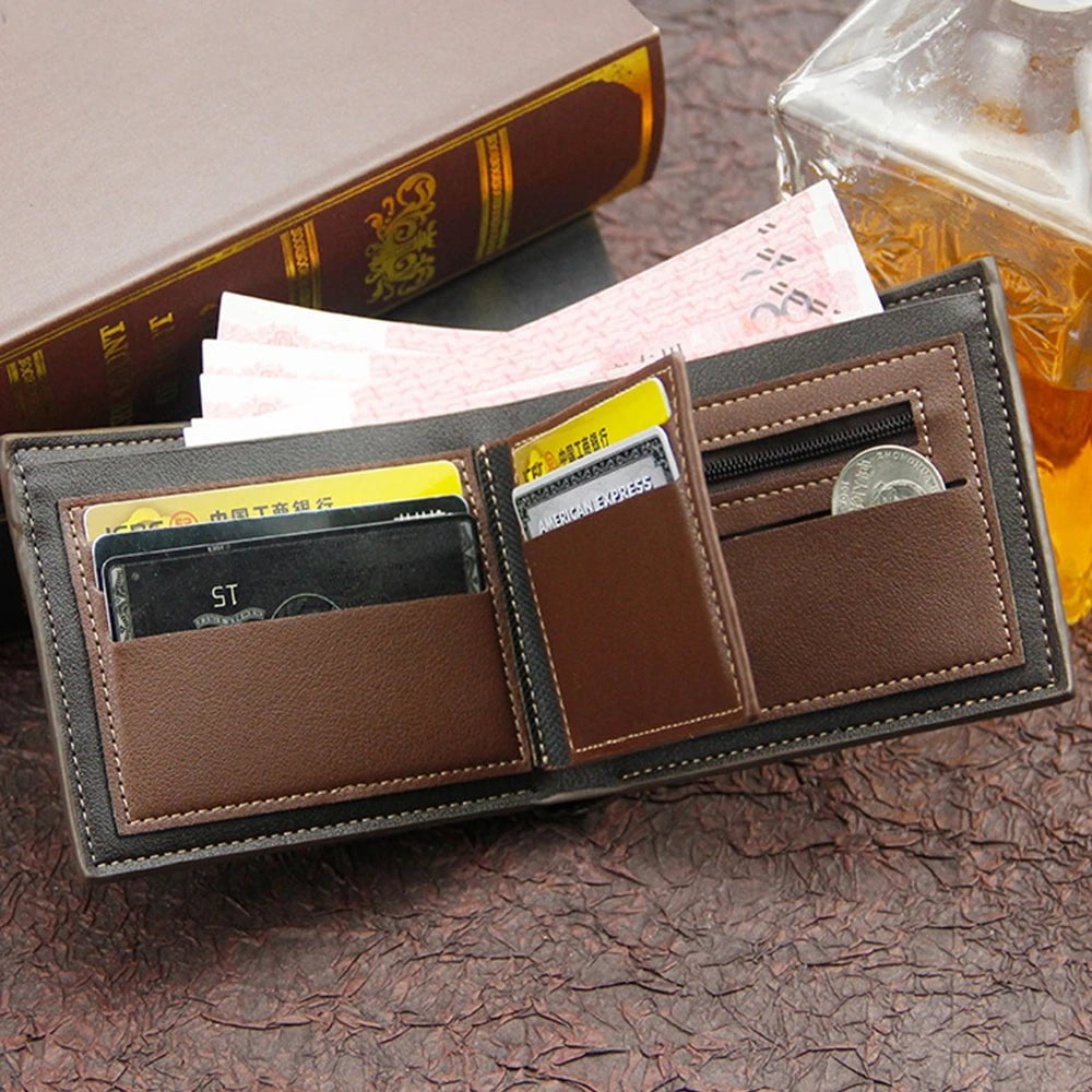 Storazone Short Men Wallets Slim Classic Coin Pocket Photo Holder Small Male Wallet Quality Card Holder Frosted Leather Men Purses