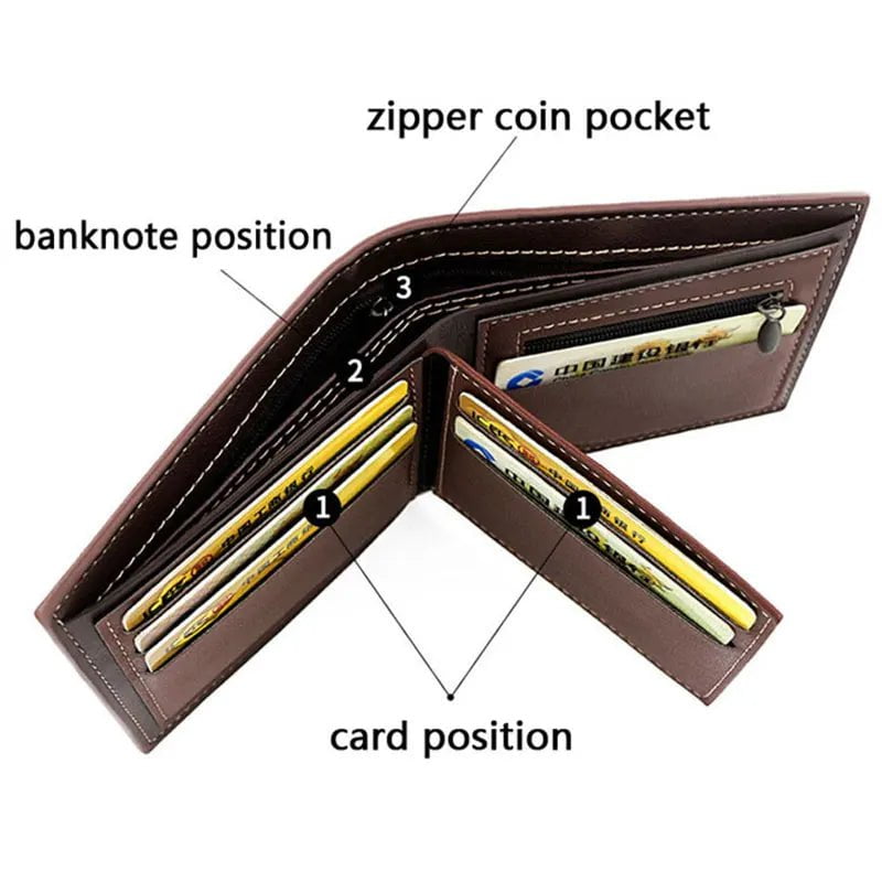 Storazone Short Men Wallets Zipper Coin Pocket Slim Card Holder Name Engraved Luxury Male Purses High Quality PU Leather Men's Wallet