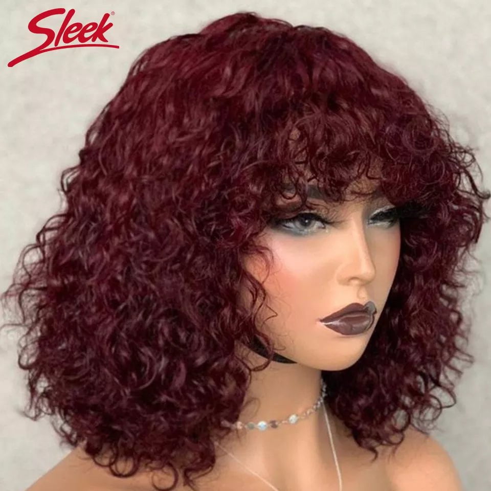 Storazone Short Pixie Bob Cut Human Hair Wigs With Bangs Jerry Curly Non lace front Wig Highlight Honey Blonde Colored Wigs For Women