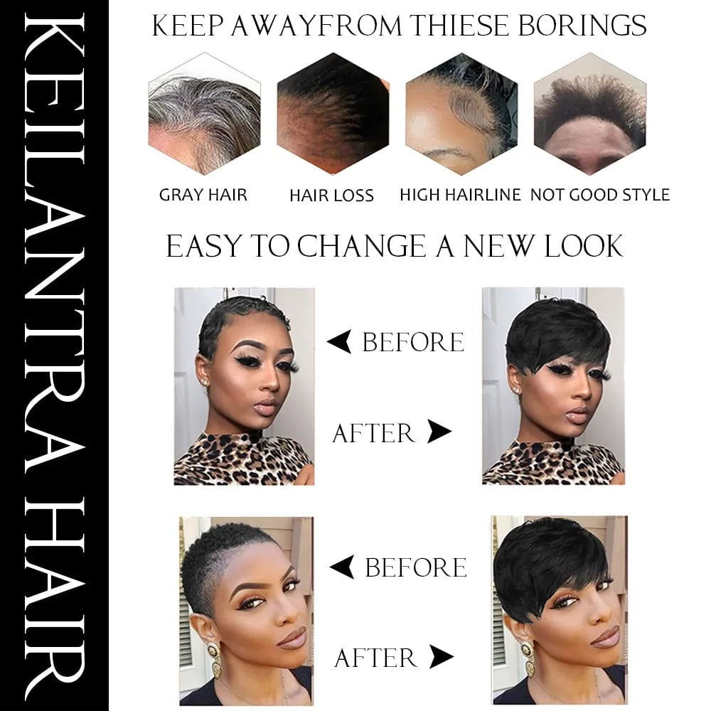 Storazone Short Pixie Cut Wig Human Hair For Black Women Machine Made Wigs With Bangs Glueless Wig Human Hair Wigs