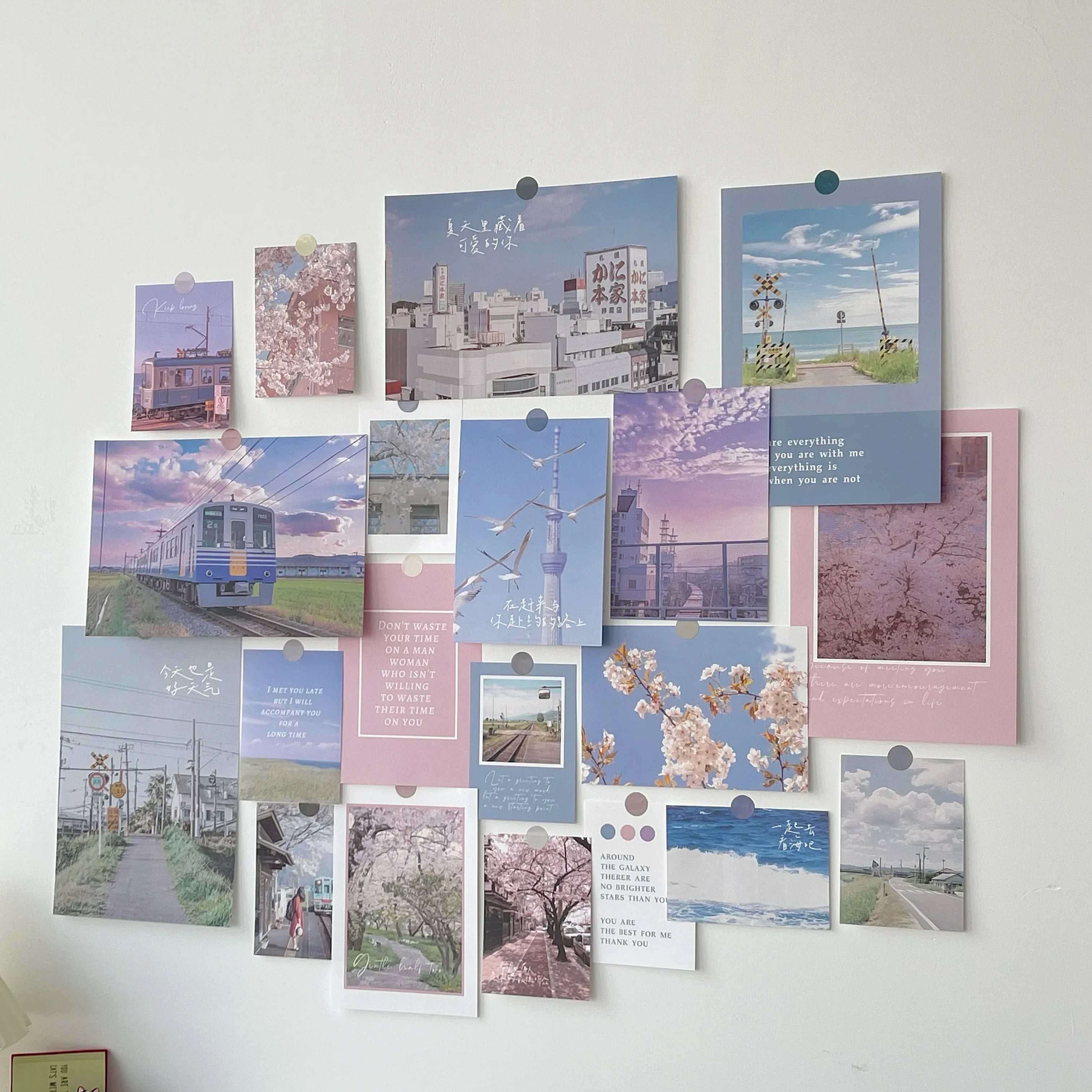 Storazone short road poem Ins Nordic Retro Wall Decorative Photo Card Stickers Bedroom Art Postcard Decoration DIY Wall Card Stickers Photography Props