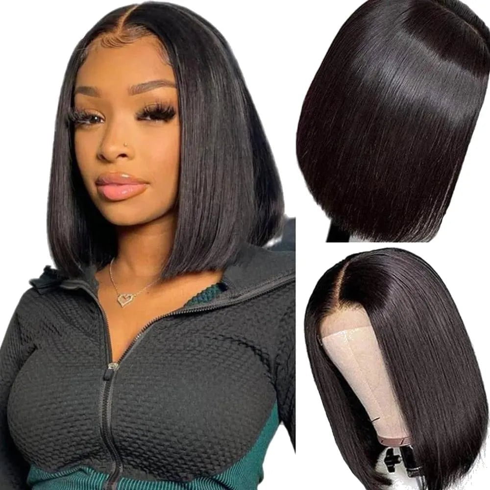 Storazone Short Straight Bob Human Hair Wigs for Black Women Human Hair 180 Density Glueless Wigs Human Hair Bob Frontal Wigs Human Hair