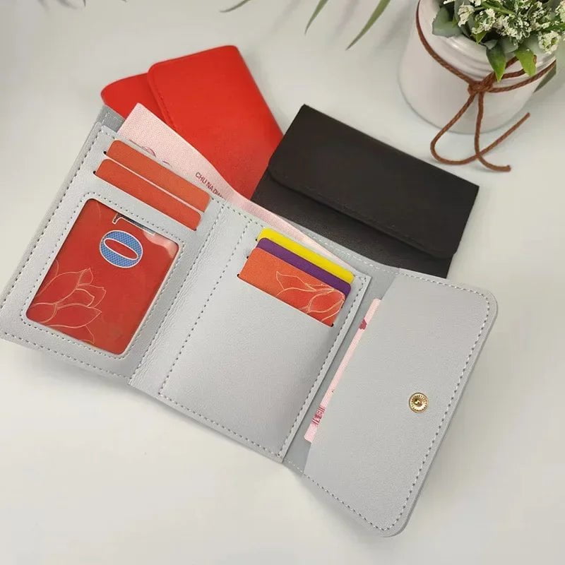 Storazone Short Wallet Women Purse Multi-card Multifunction Card Holder Coin Purse Fashion Simple Three Fold Short Clip Female Mini Wallet