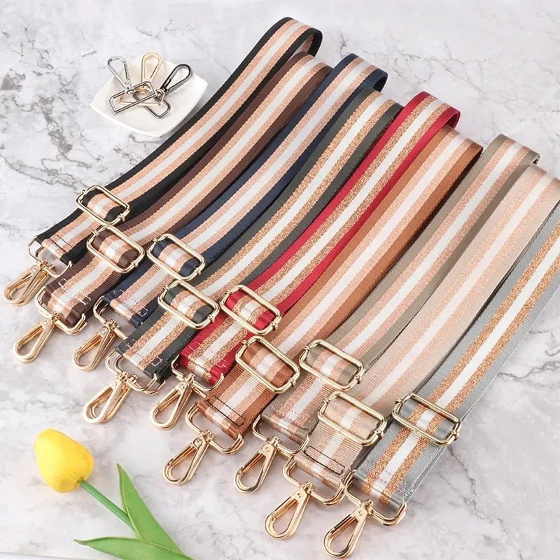 Storazone Shoulder Bag Strap Widening Adjustable Colourful Stripe Pattern Women Crossbody DIY Thickening Fashion Nylon New Bag Belt Strap