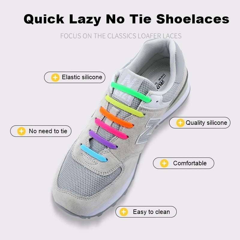 Storazone Silicone Elastic Shoelaces Fashion Unisex Athletic No Tie Shoe Lace All Sneakers Fit Quick Shoe Lace