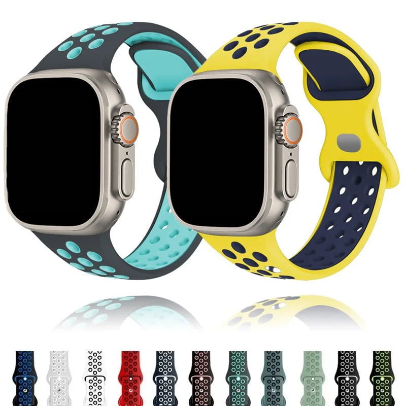 Storazone Silicone Strap For Apple Watch band 8 7 45mm 41mm 49 44mm 42mm 40mm 38mm Breathable Wristband For iWatch series 6 5 4 3 SE Ultra