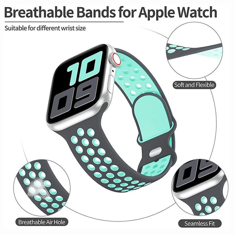 Storazone Silicone Strap For Apple Watch band 8 7 45mm 41mm 49 44mm 42mm 40mm 38mm Breathable Wristband For iWatch series 6 5 4 3 SE Ultra